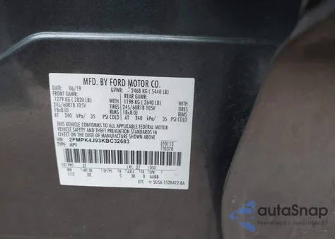 2019 Ford Edge Sel z USA, uszkodzony, nr VIN 2FMPK4J93KBC32683